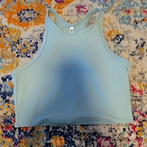 Blue flexible workout tank
